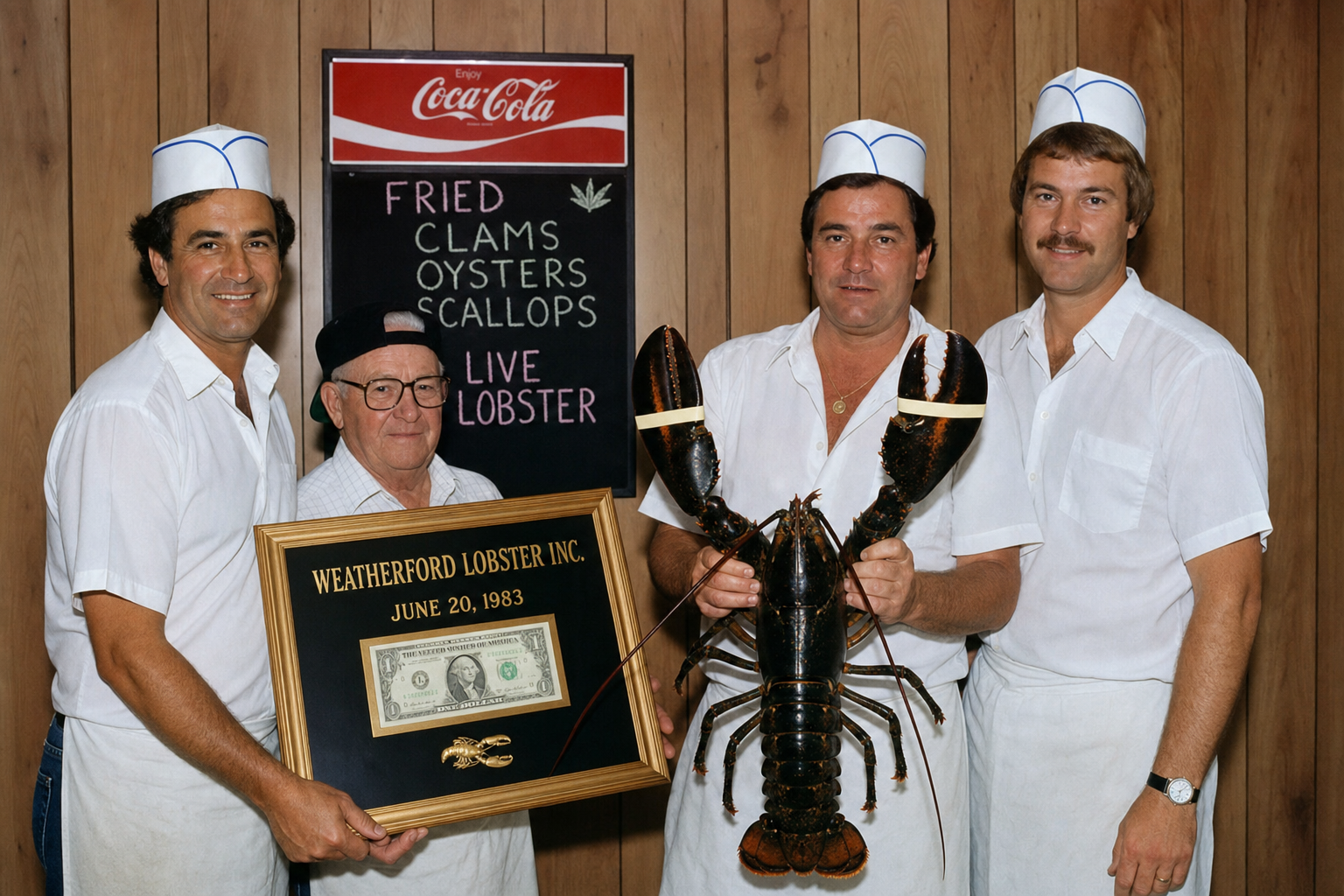 Color-restored 1983 house photograph — Weatherford Lobster